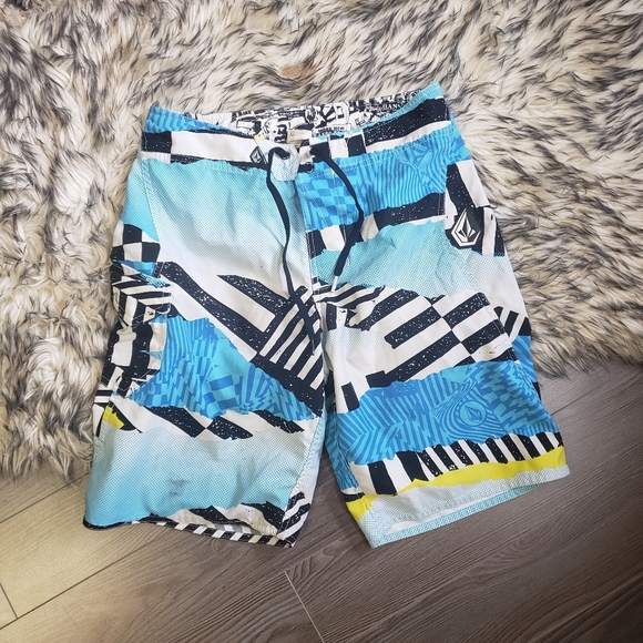 Volcom Mens Blue Board Shorts Swim Trunks Summer Pool Vacation Size 30 Small - Picture 7 of 7
